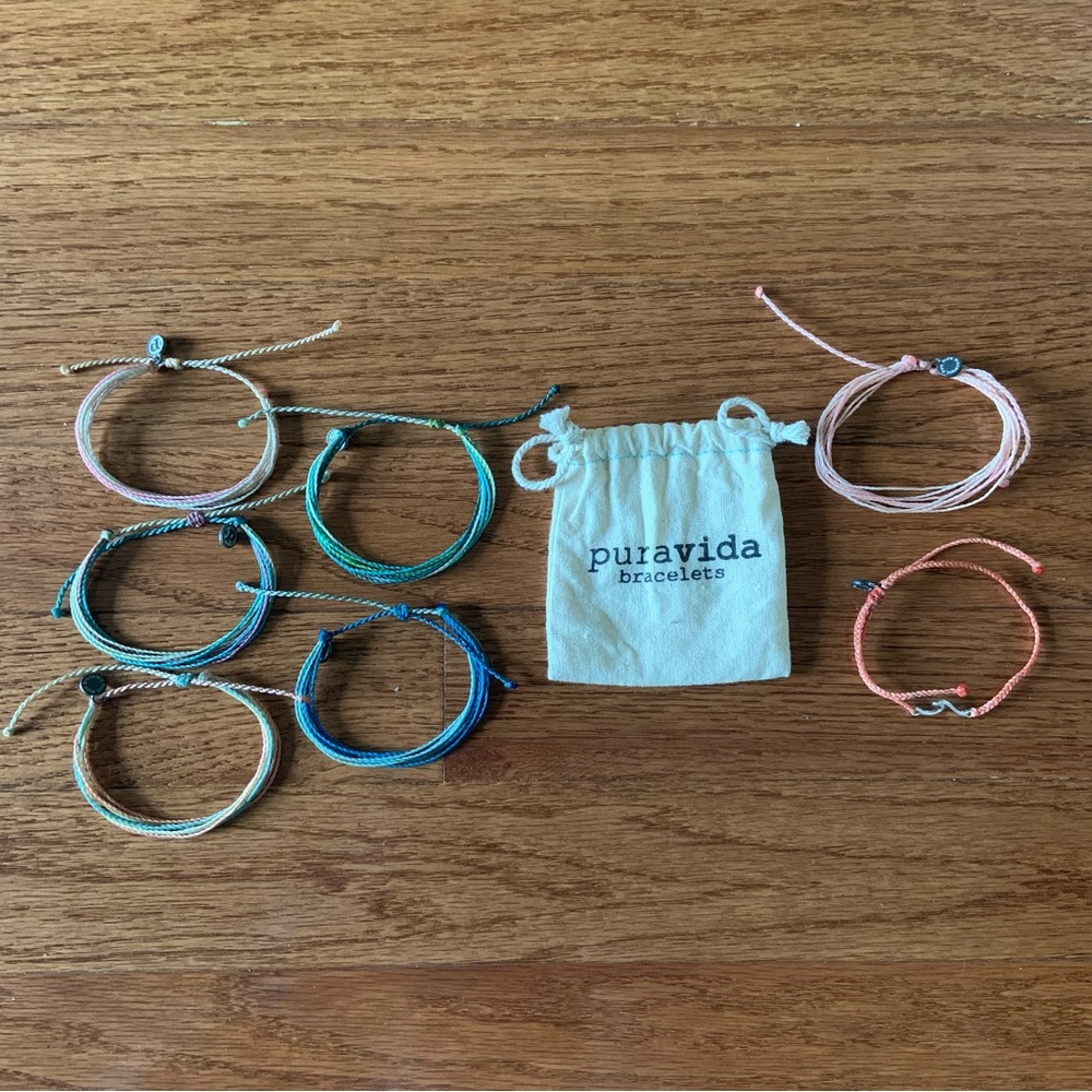 Set of 5 Pura Vida Bracelets and 2 Anklets